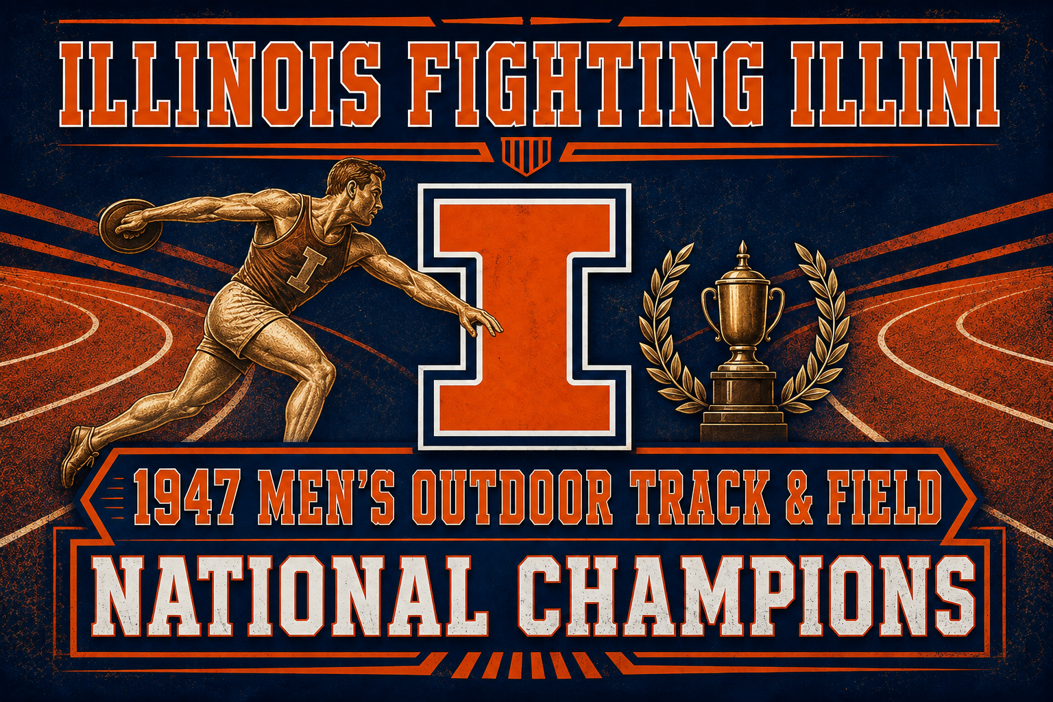 Illinois Fighting Illini 1947 Track & Field Champions Wall Art