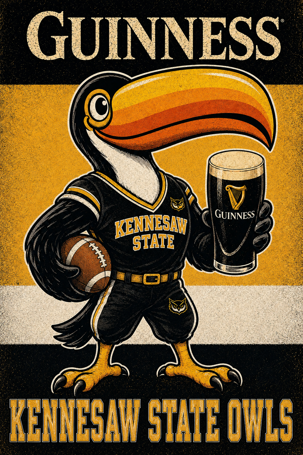 Kennesaw State Owls Toucan Guinness Football Wall Art