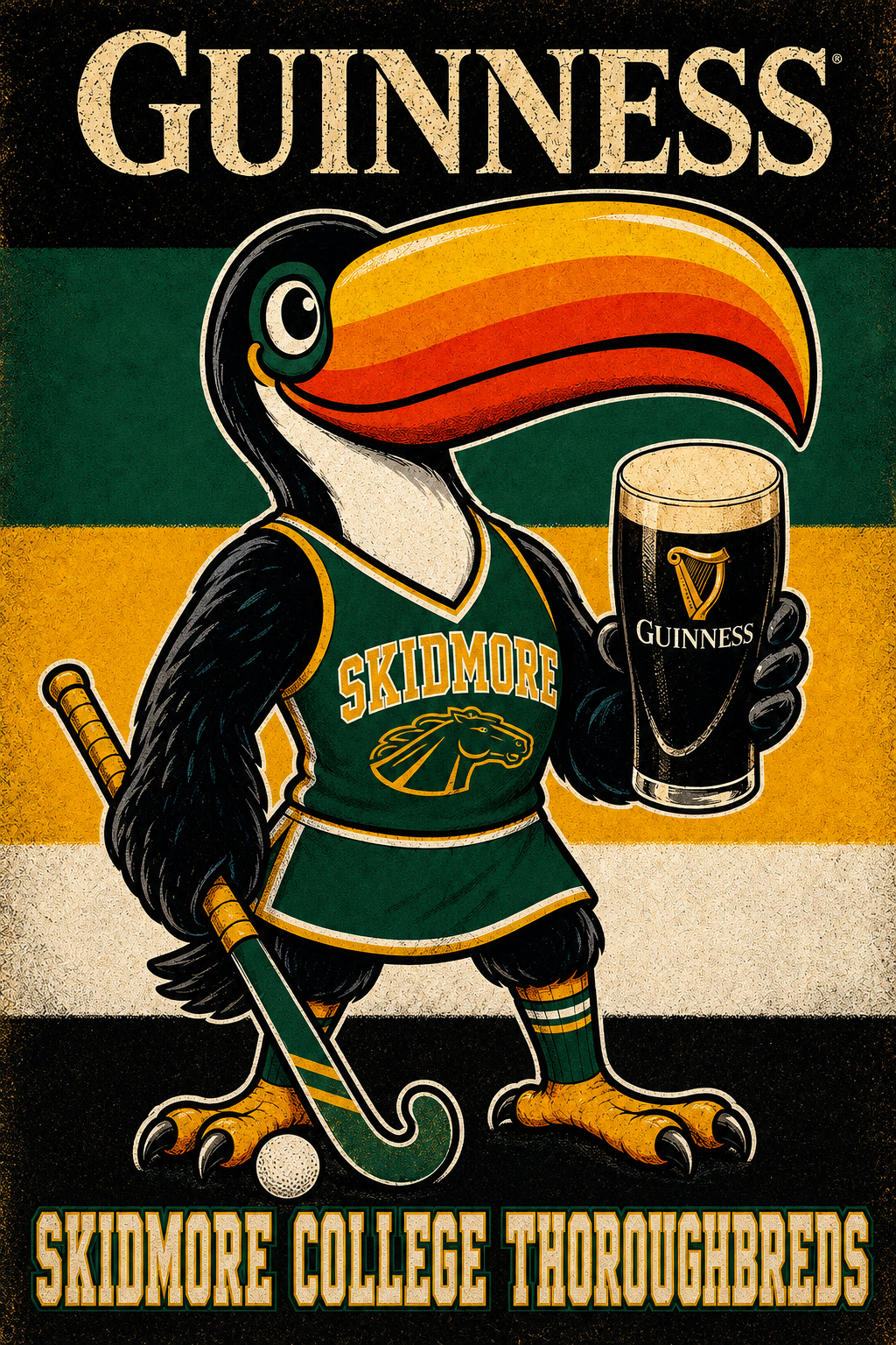 Skidmore College Thoroughbreds Toucan Guinness-Style Wall Art