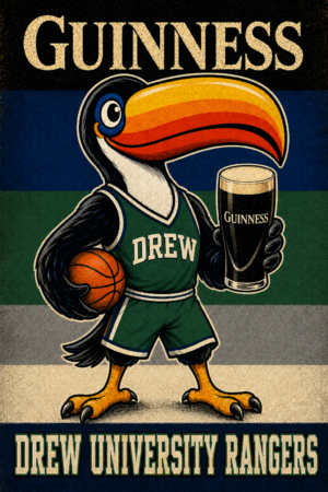 Guinness Toucan Drew University Rangers Basketball Wall Art