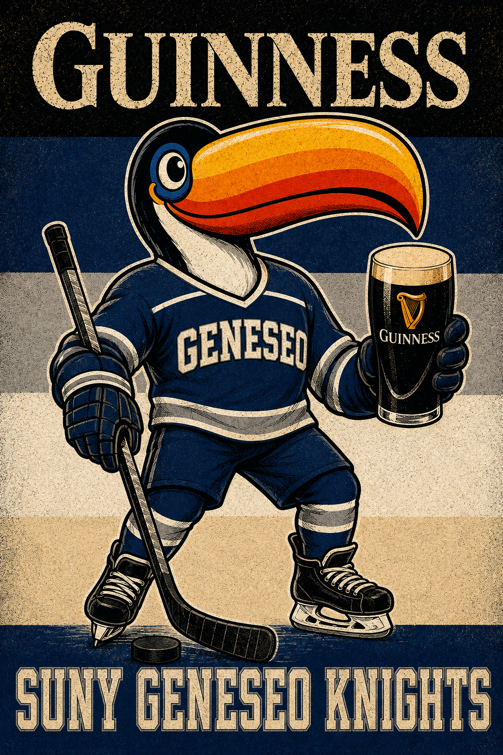 Guinness Toucan SUNY Geneseo Knights Hockey Wall Art