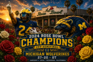 2024 Rose Bowl Champions Michigan Wolverines Wall Art