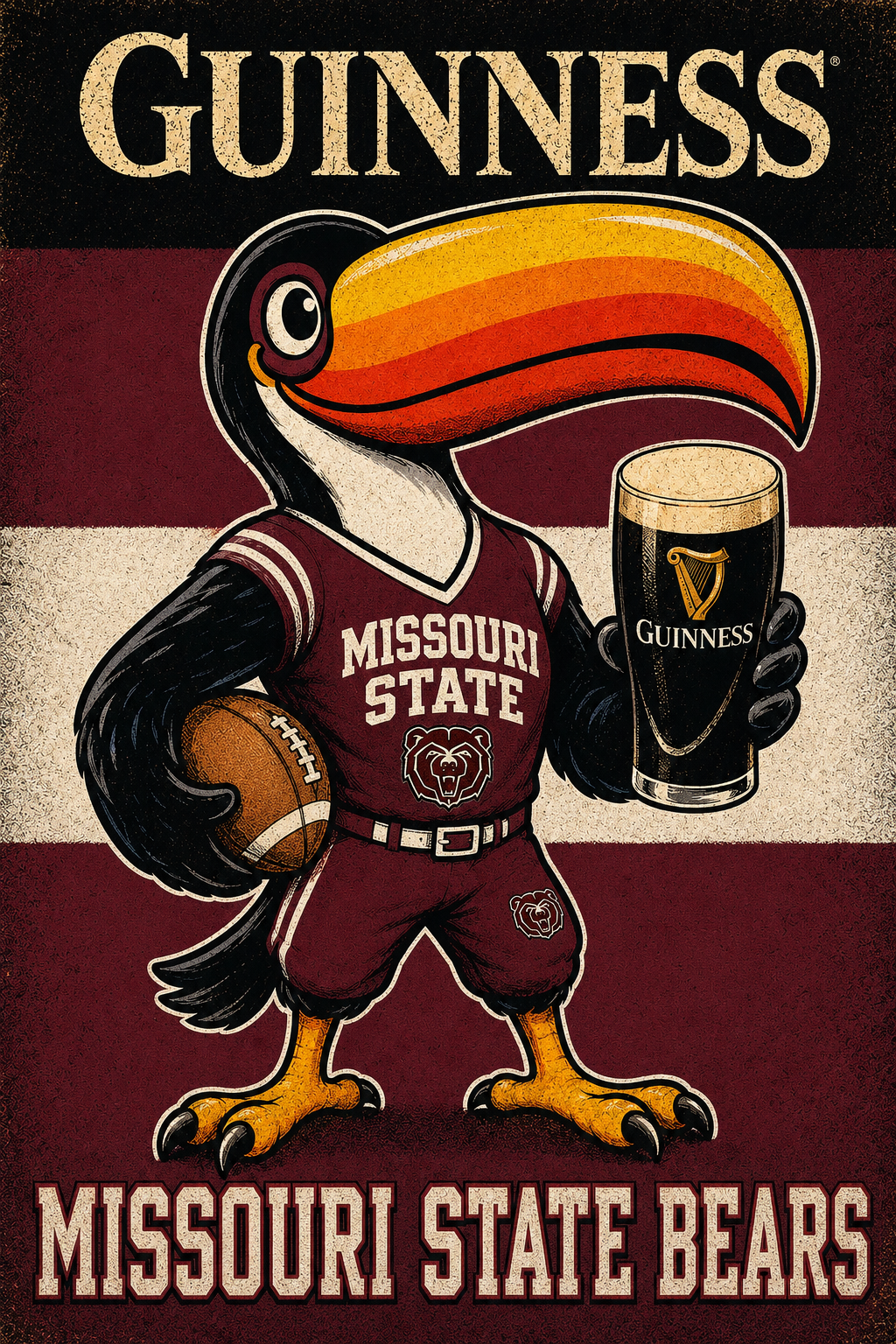 Guinness Missouri State Bears Toucan Printed Wall Art