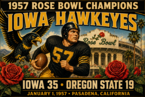 1957 Rose Bowl Champions Iowa Hawkeyes Retro Wall Art
