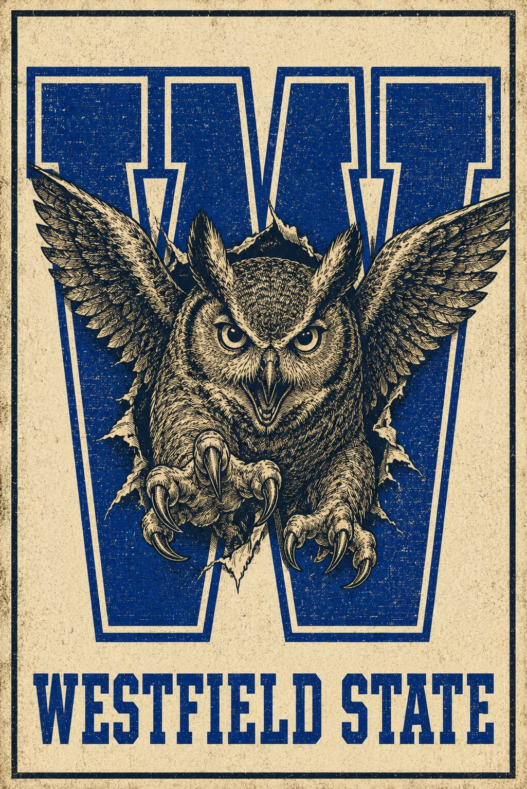 Westfield State Owl Graphic Wall Art Print