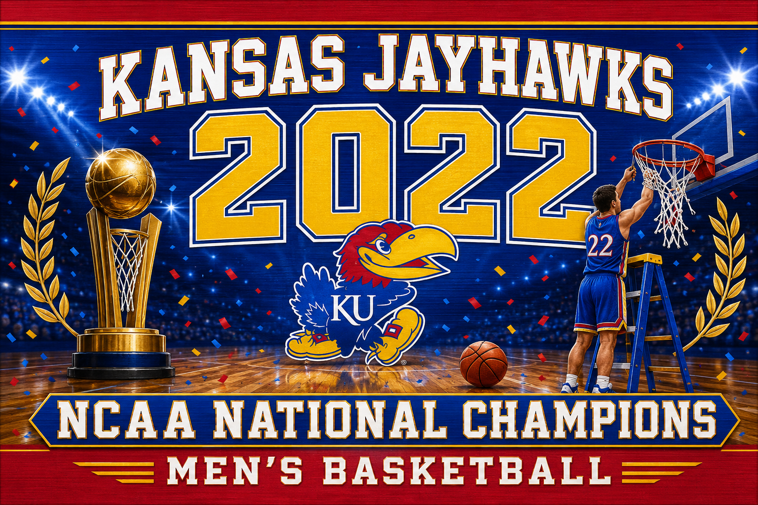 Kansas Jayhawks 2022 Men’s Basketball Championship Wall Art