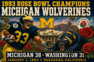 1993 Rose Bowl Michigan Wolverines Retro Football Poster