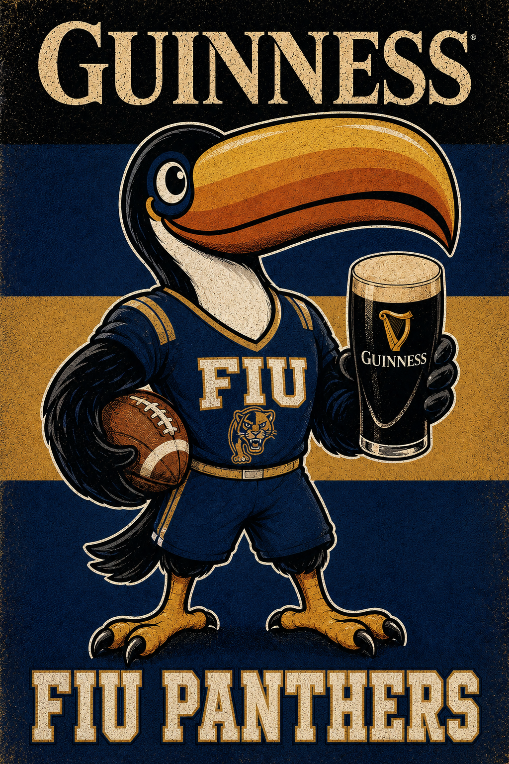 Guinness FIU Panthers Toucan Football Wall Art Print