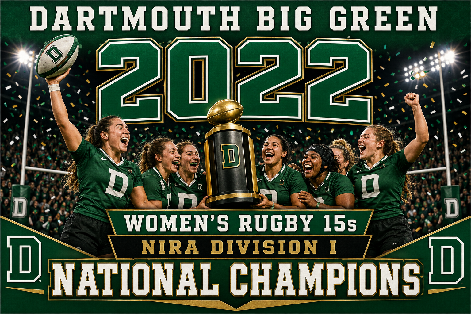 Dartmouth Big Green Women’s Rugby 2022 Champions Wall Art