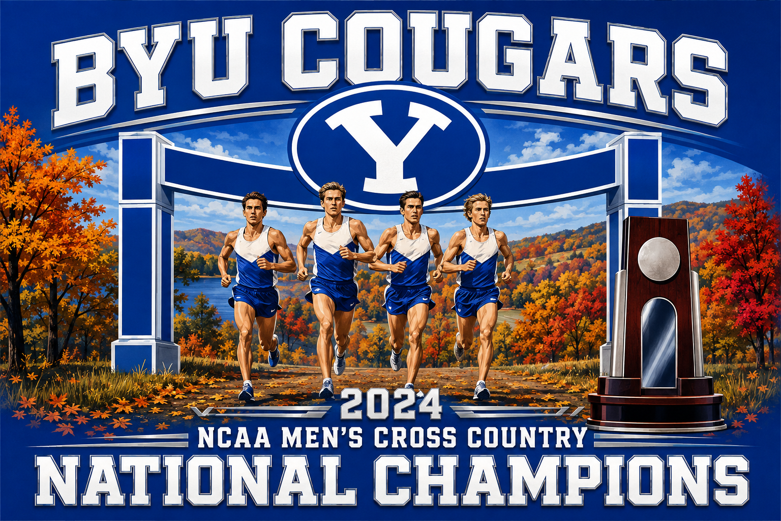 2024 BYU Cougars Cross Country Champions Wall Art