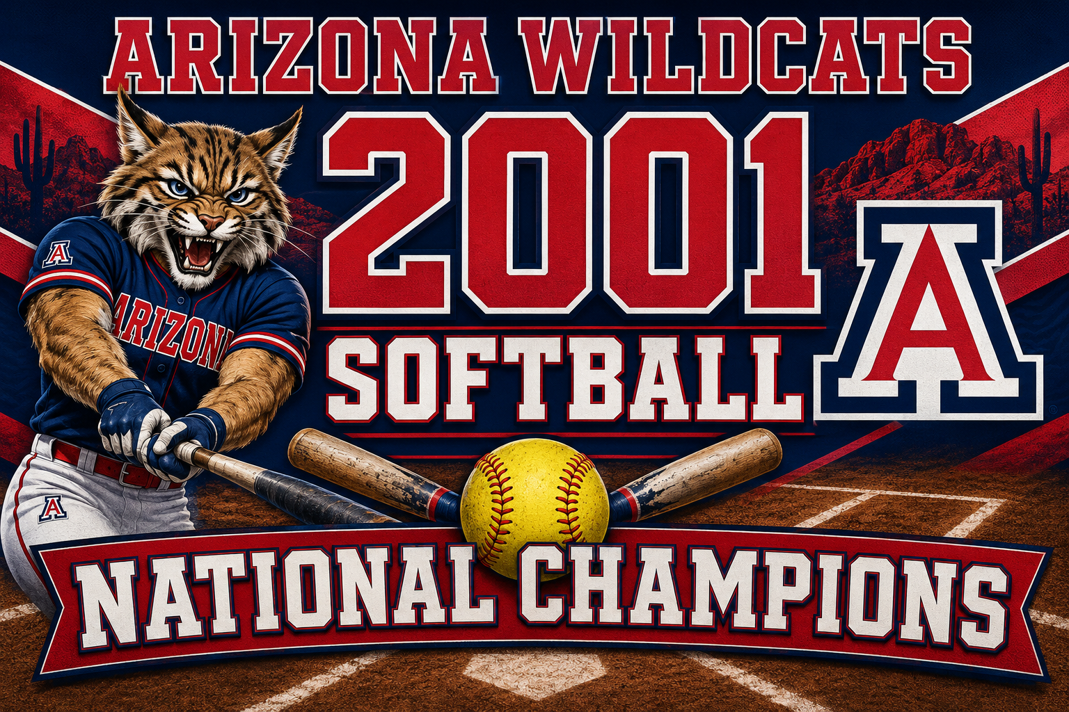 Arizona Wildcats 2001 Softball National Champions Print