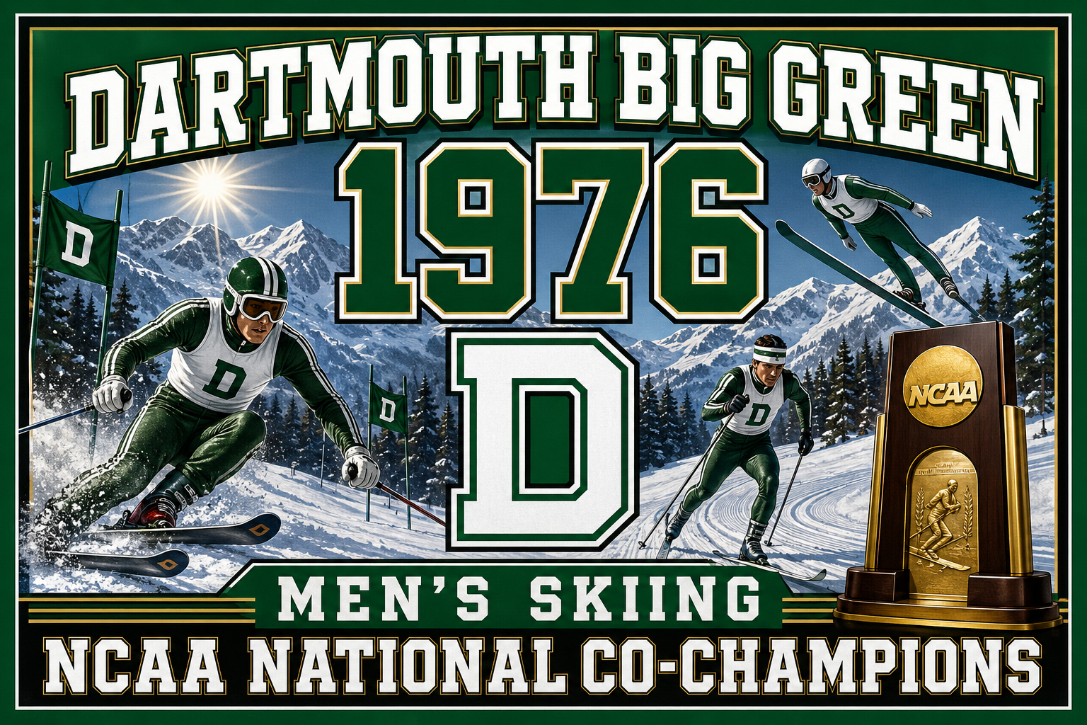 Dartmouth Big Green 1976 Men’s Skiing Championship Wall Art