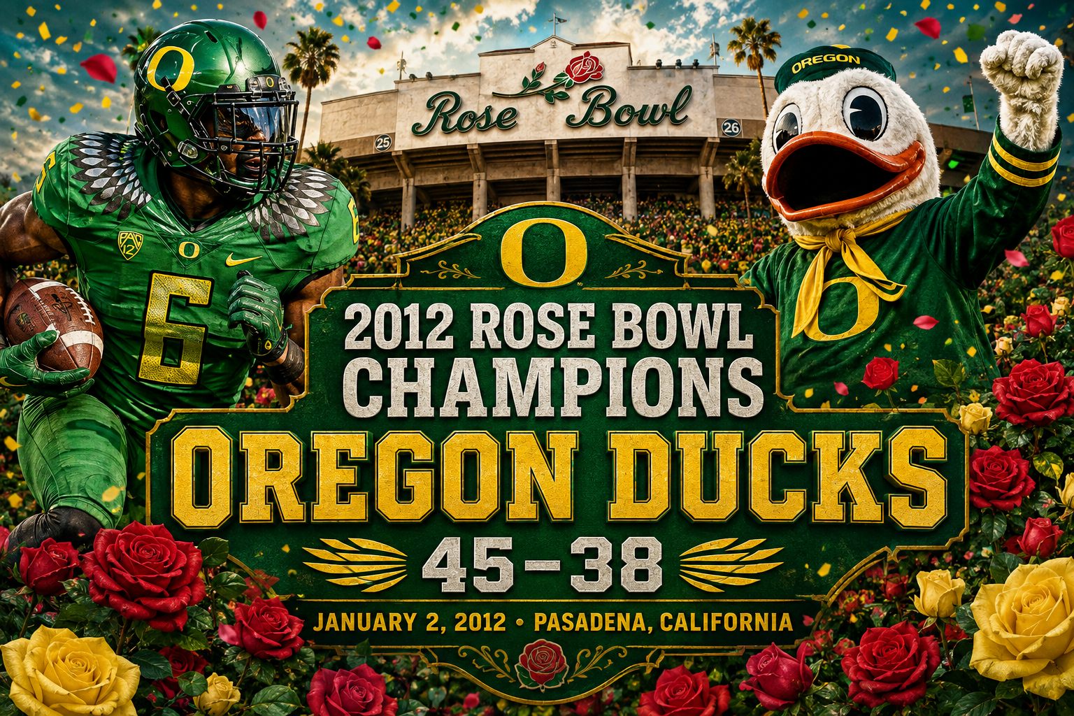 Oregon Ducks 2012 Rose Bowl Champions Wall Art