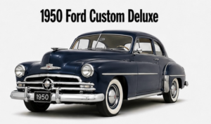 1950 Ford Custom Deluxe Vintage Car Print Design