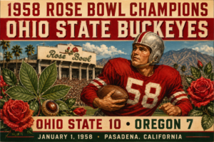1958 Rose Bowl Ohio State Buckeyes Retro Football Poster