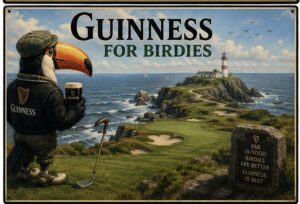 Guinness for Birdies Golfing Toucan Lighthouse Wall Sign