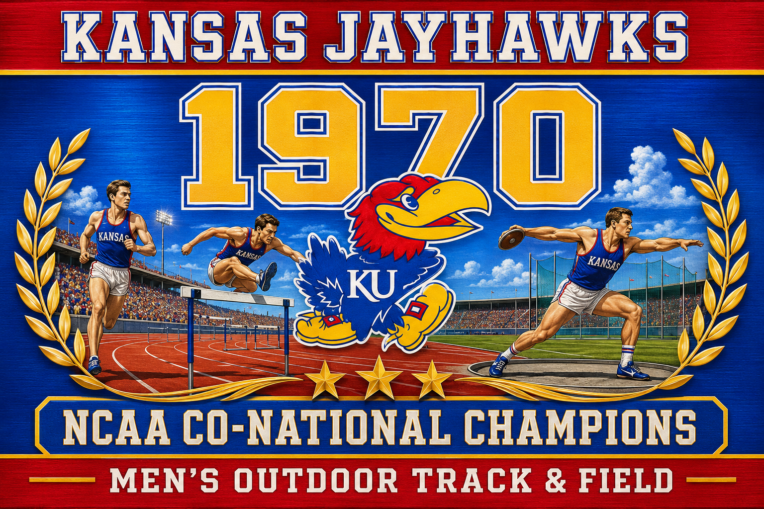 Kansas Jayhawks 1970 Men’s Outdoor Track & Field Wall Art