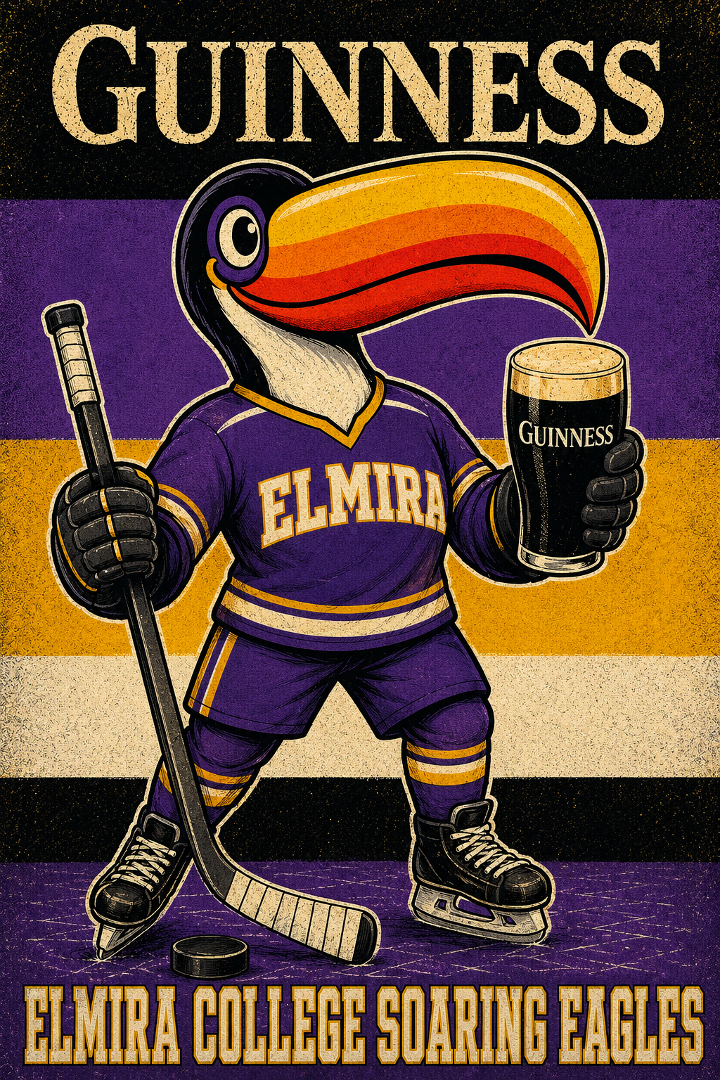 Guinness Elmira College Soaring Eagles Toucan Hockey Poster