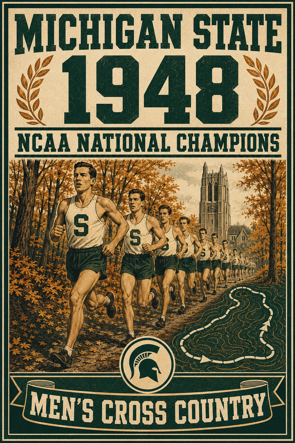 Michigan State 1948 Men’s Cross Country Champions Wall Art