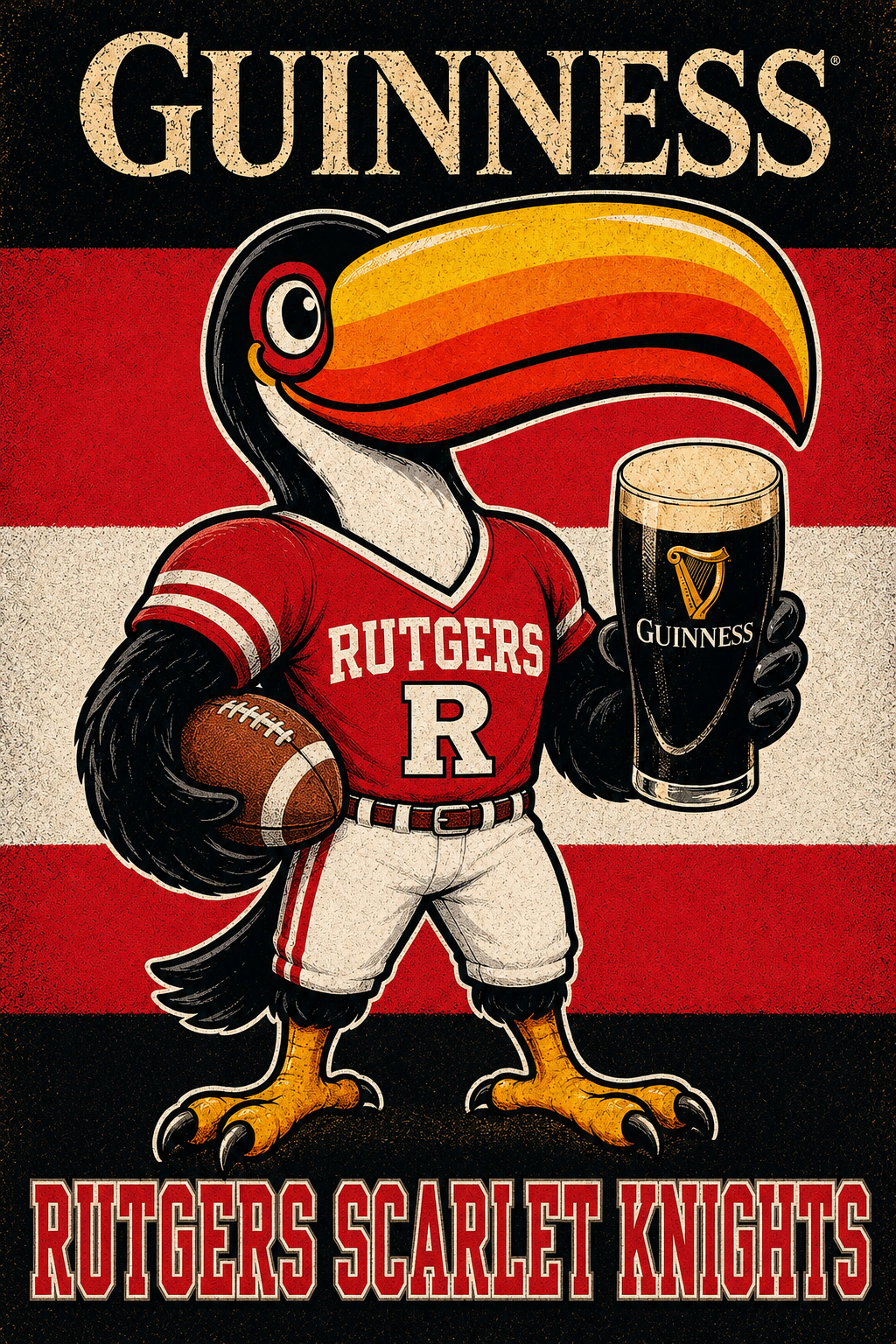 Guinness Rutgers Scarlet Knights Football Toucan Wall Art