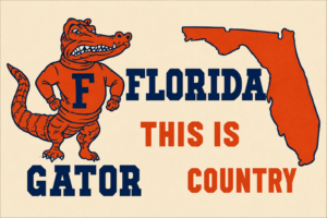 Florida Gator Country Alligator Map Wall Art