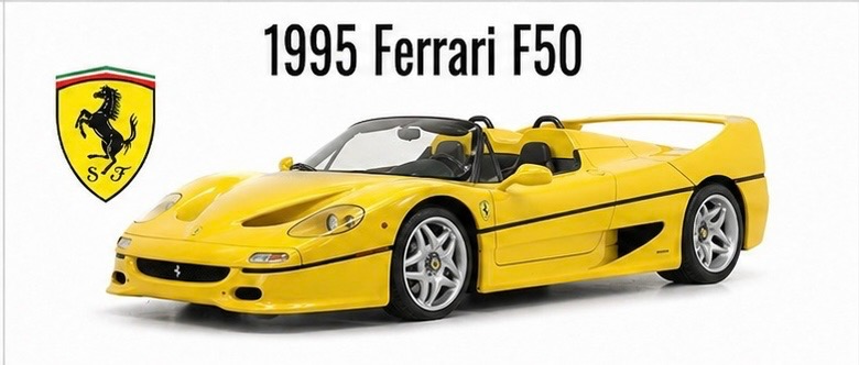 1995 Ferrari F50 Yellow Sports Car Wall Art Print