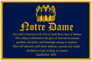 Notre Dame Navy and Gold Motto Wall Sign