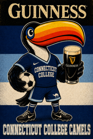 Connecticut College Camels Toucan Guinness Retro Poster