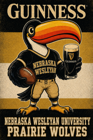 Guinness Nebraska Wesleyan Prairie Wolves Pelican Wall Art