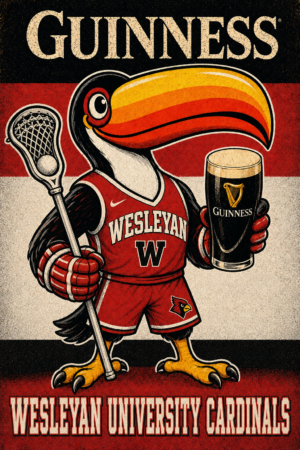 Wesleyan Cardinals Guinness Lacrosse Vintage-Style Wall Art