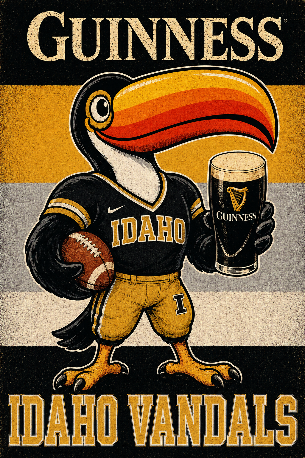 Guinness Idaho Vandals Toucan Football Wall Art