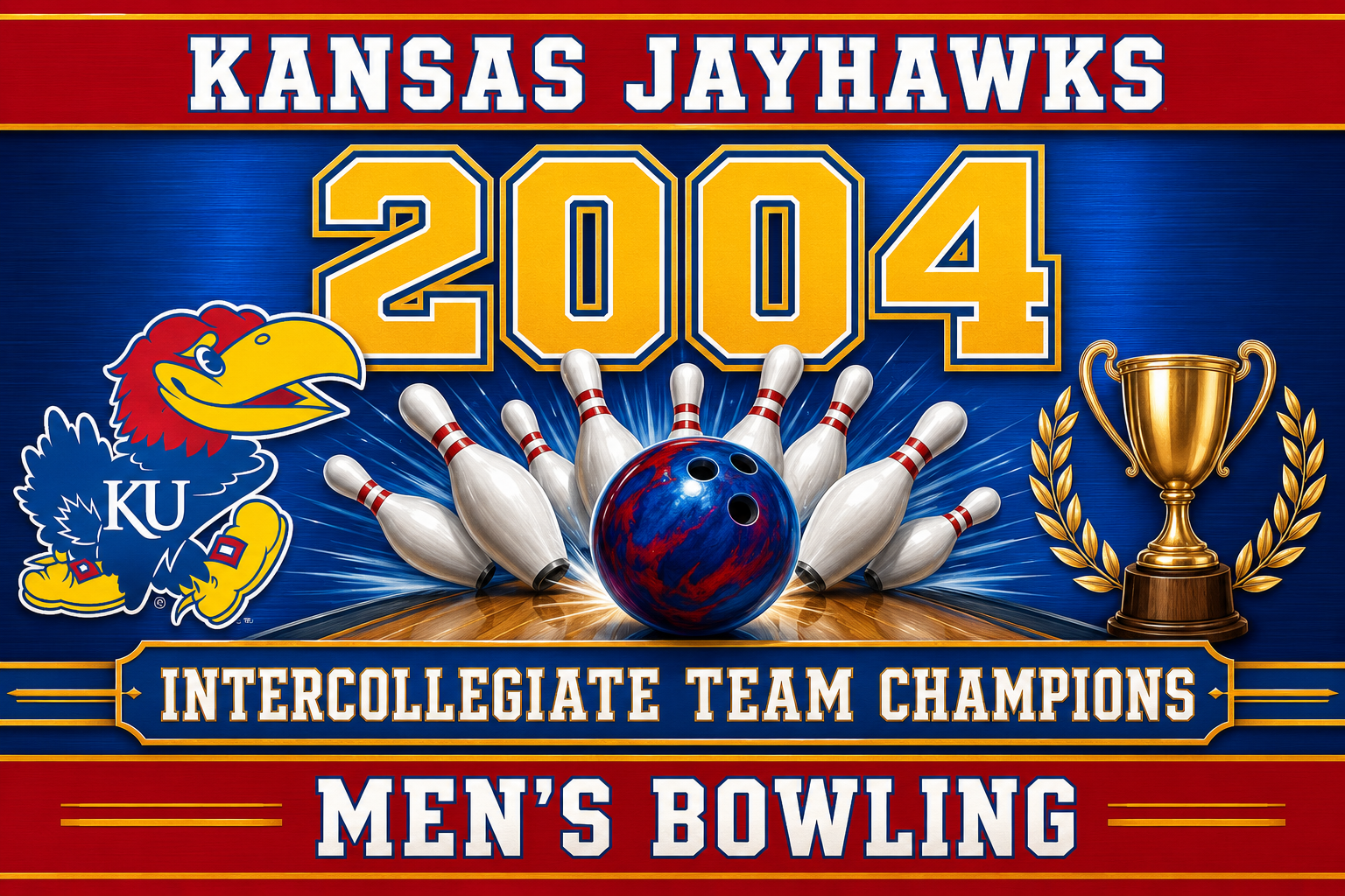 Kansas Jayhawks 2004 Men's Bowling Championship Wall Art