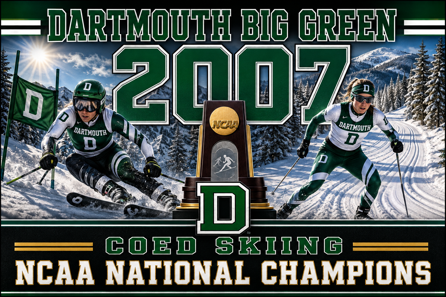 Dartmouth Big Green 2007 Coed Skiing Championship Wall Art