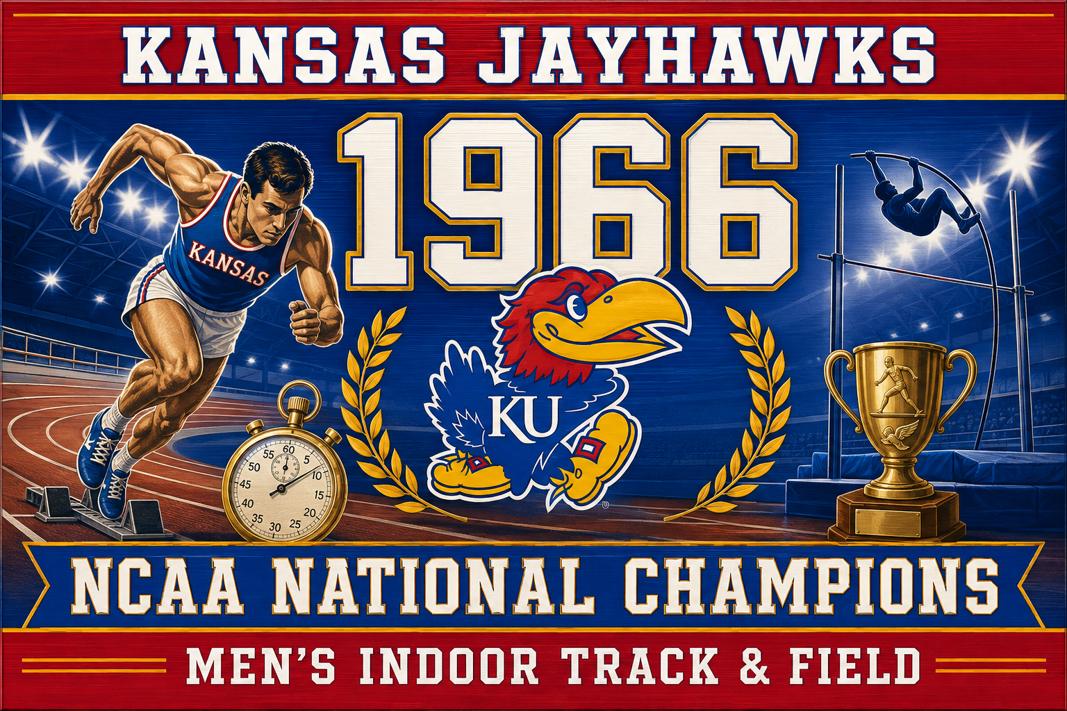 Kansas Jayhawks 1966 NCAA Indoor Track & Field Wall Art
