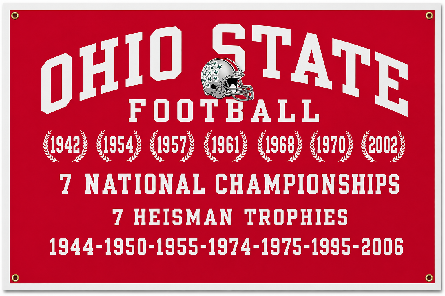Ohio State Football Championships Red Wall Banner