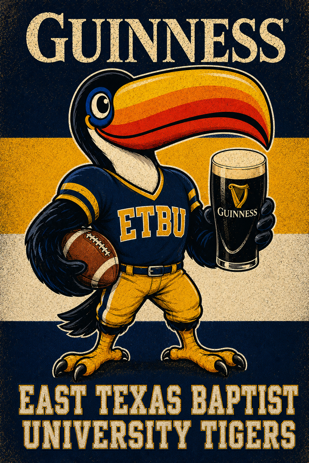 Guinness ETBU Tigers Toucan Football Wall Art