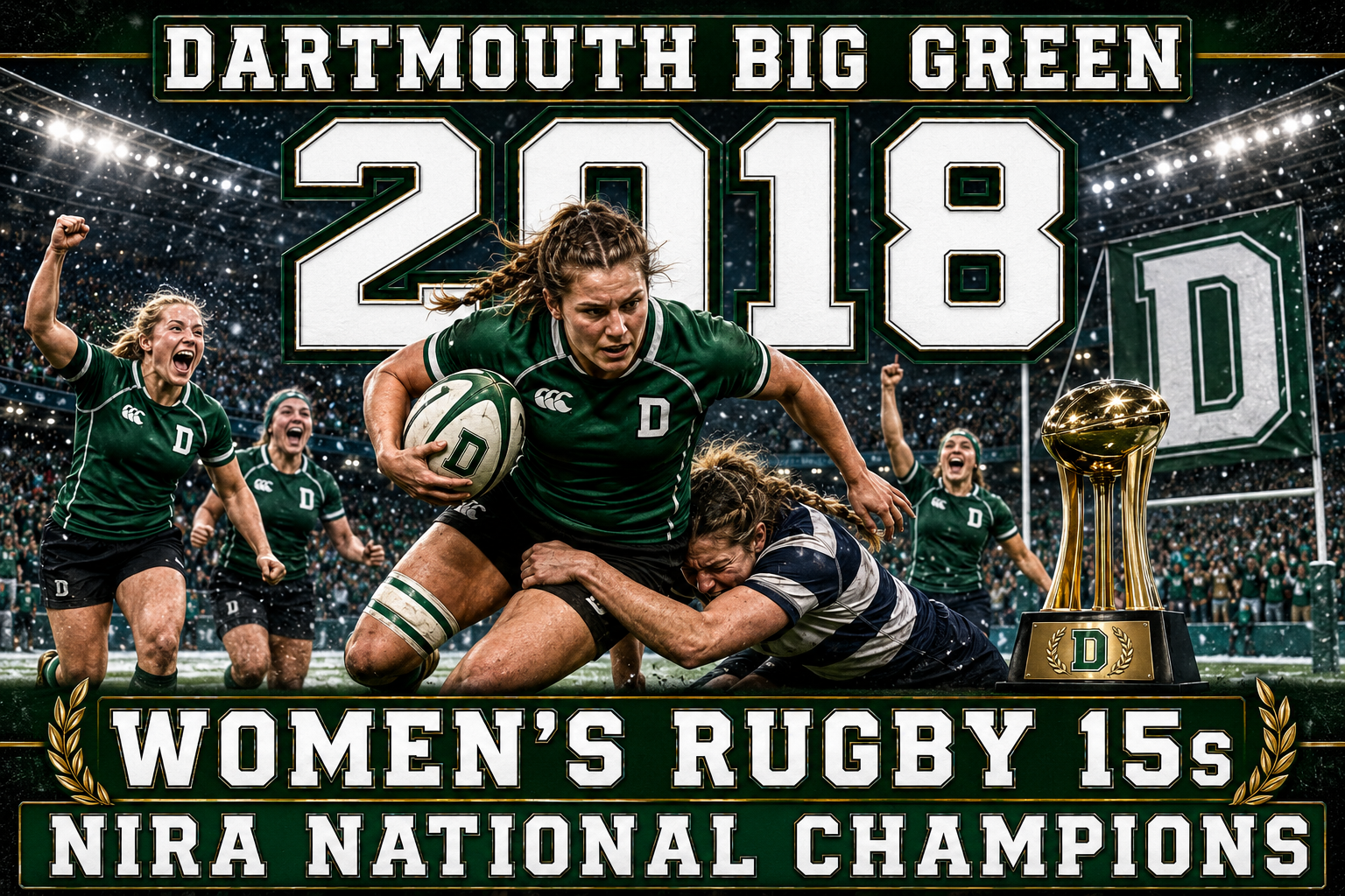 Dartmouth Big Green 2018 Women’s Rugby Champions Wall Art