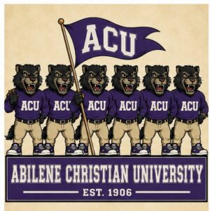 ACU Wildcat Mascots Purple Pennant Wall Art