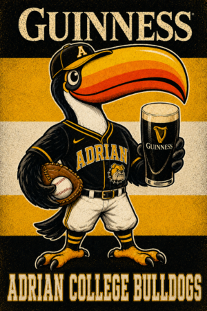 Guinness Adrian College Bulldogs Toucan Baseball Wall Art