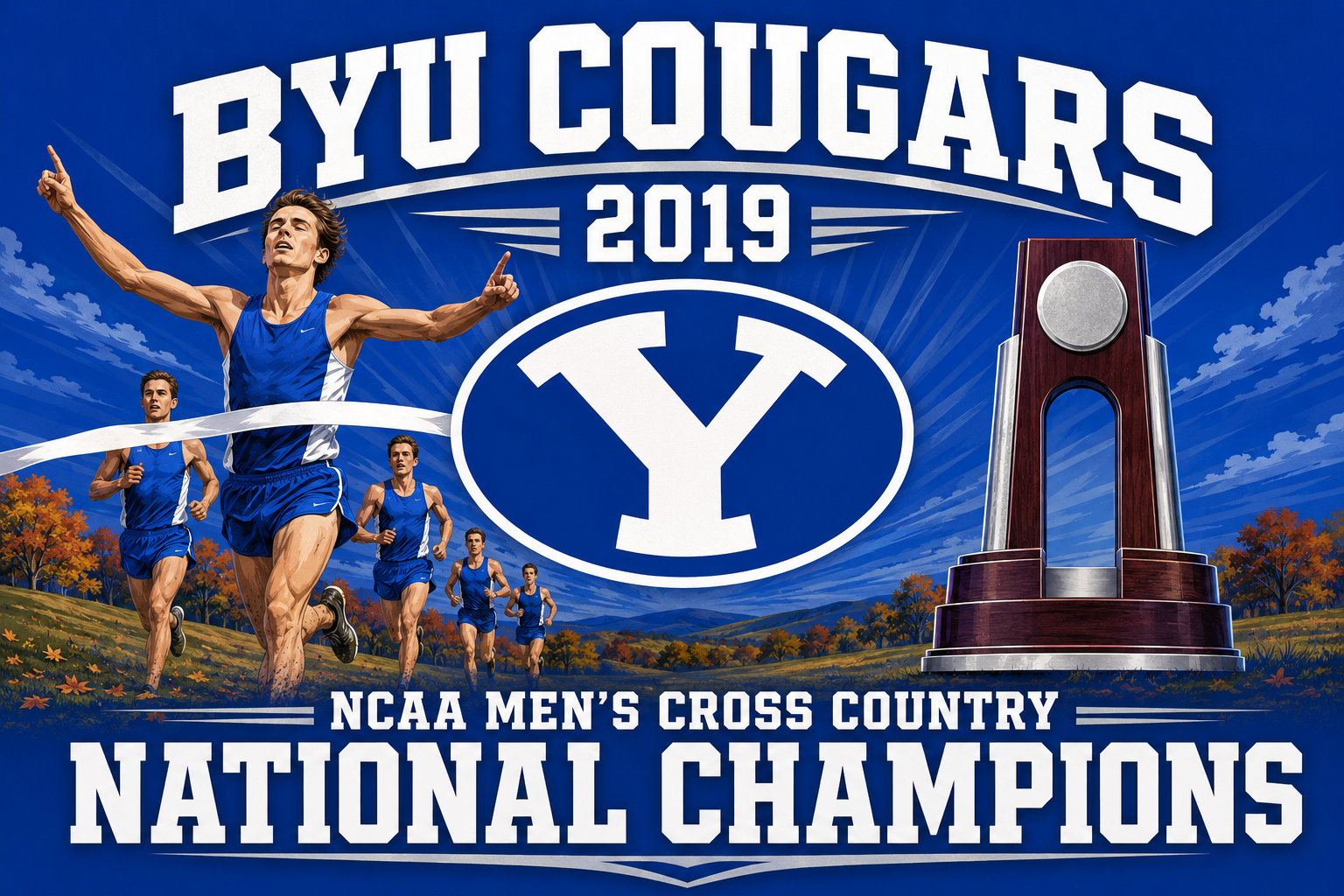 BYU Cougars 2019 Cross Country National Champions Wall Art