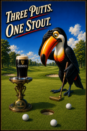 Three Putts One Stout Toucan Golf Wall Art