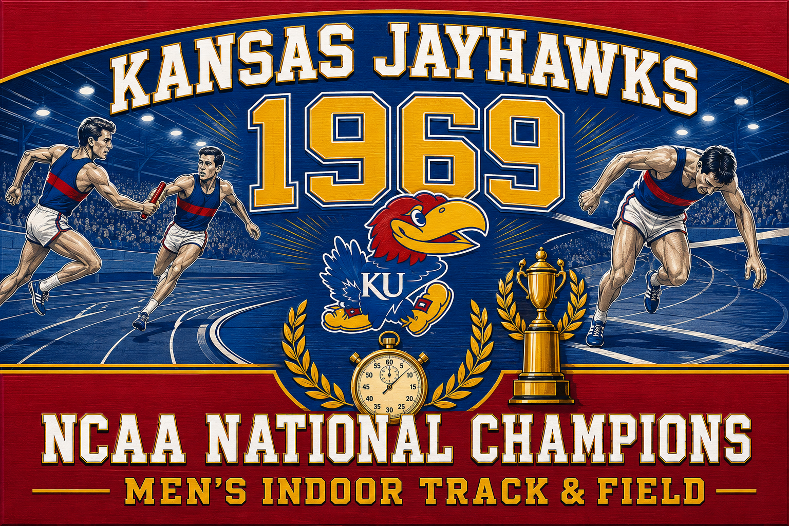 Kansas Jayhawks 1969 Indoor Track & Field Championship Wall Art