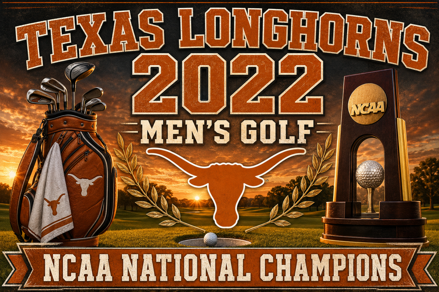 Texas Longhorns 2022 Men’s Golf Championship Wall Art