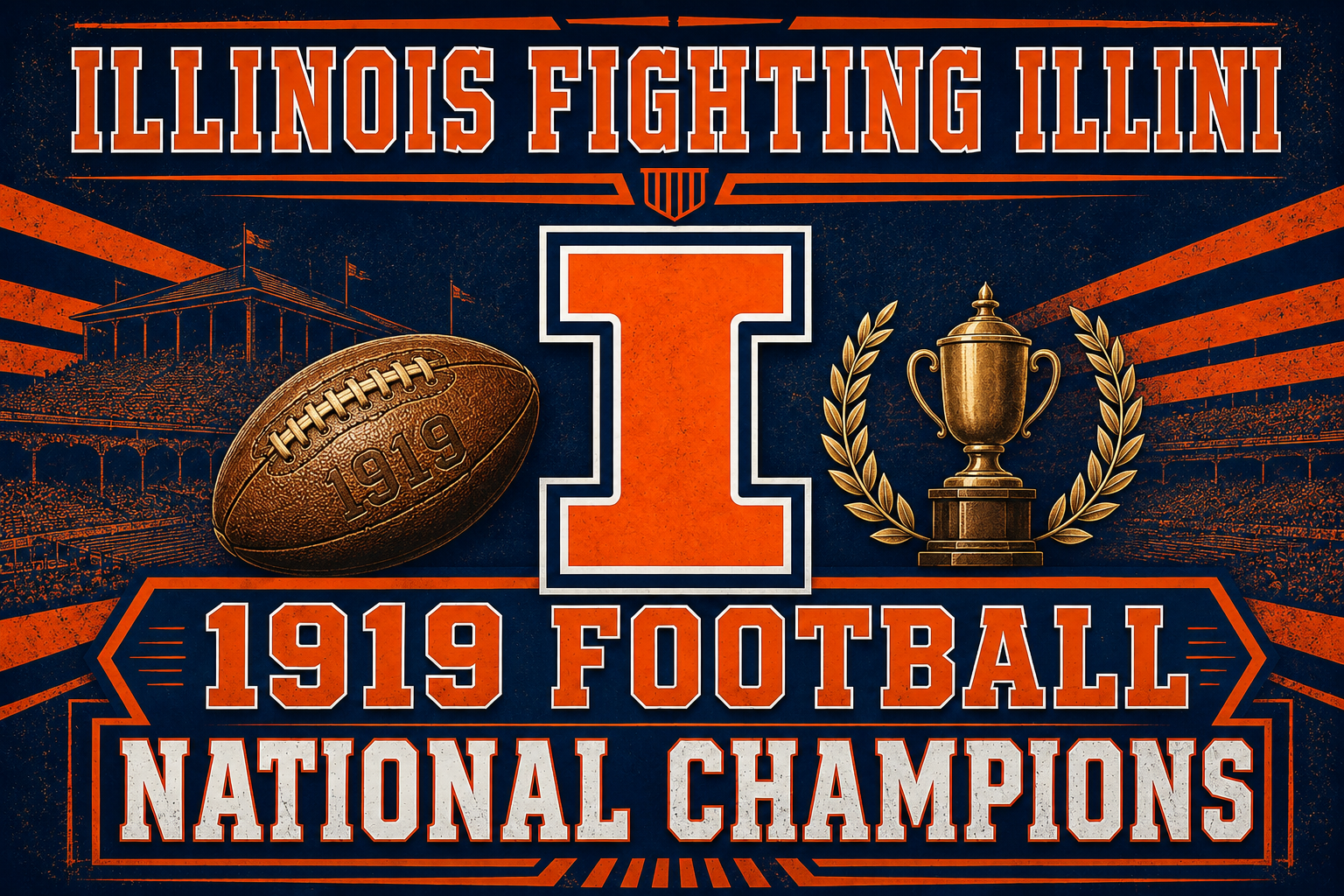 Illinois Fighting Illini 1919 Football Champions Wall Art