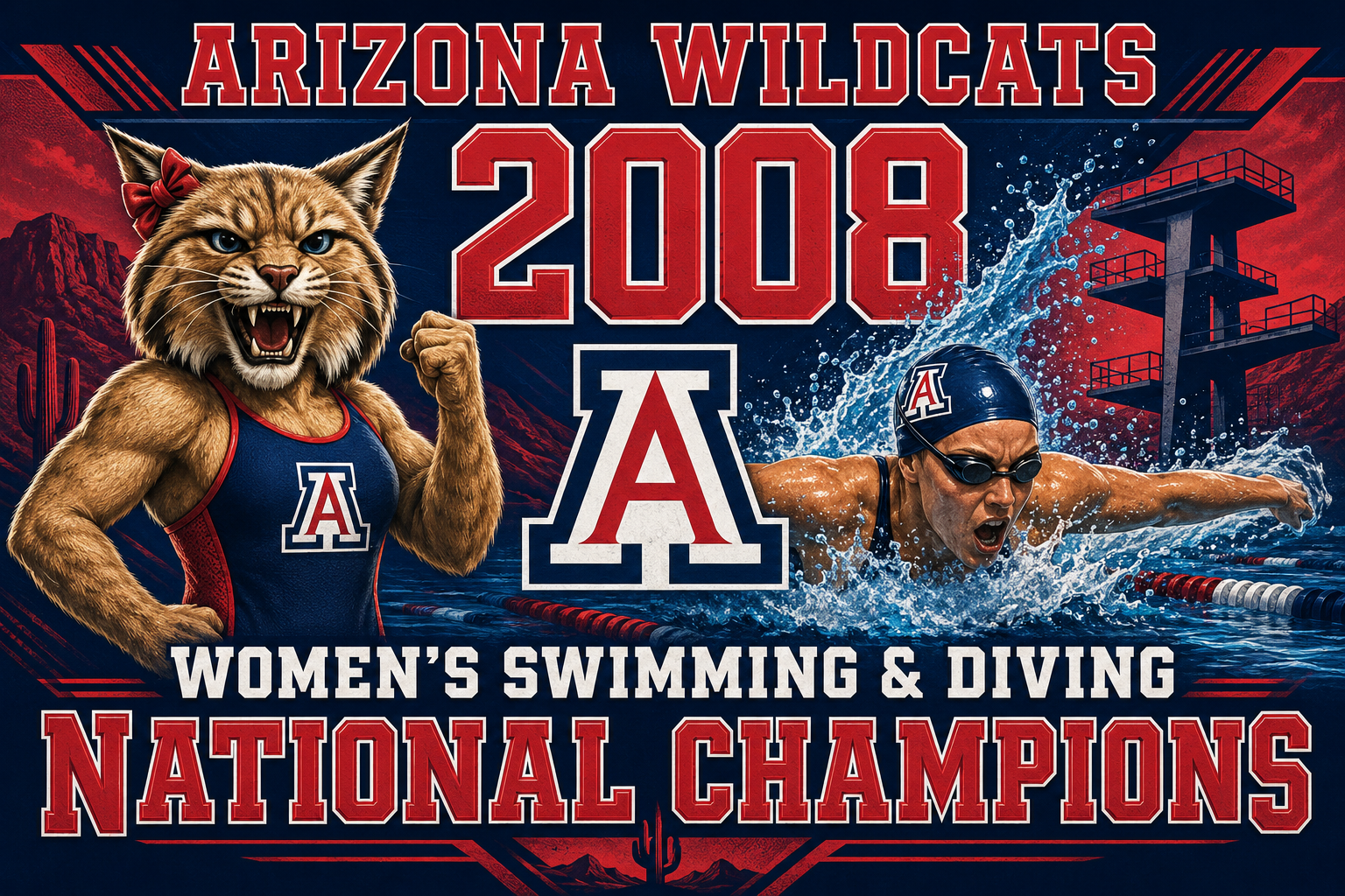 Arizona Wildcats 2008 Women’s Swimming & Diving Champions Wall Art