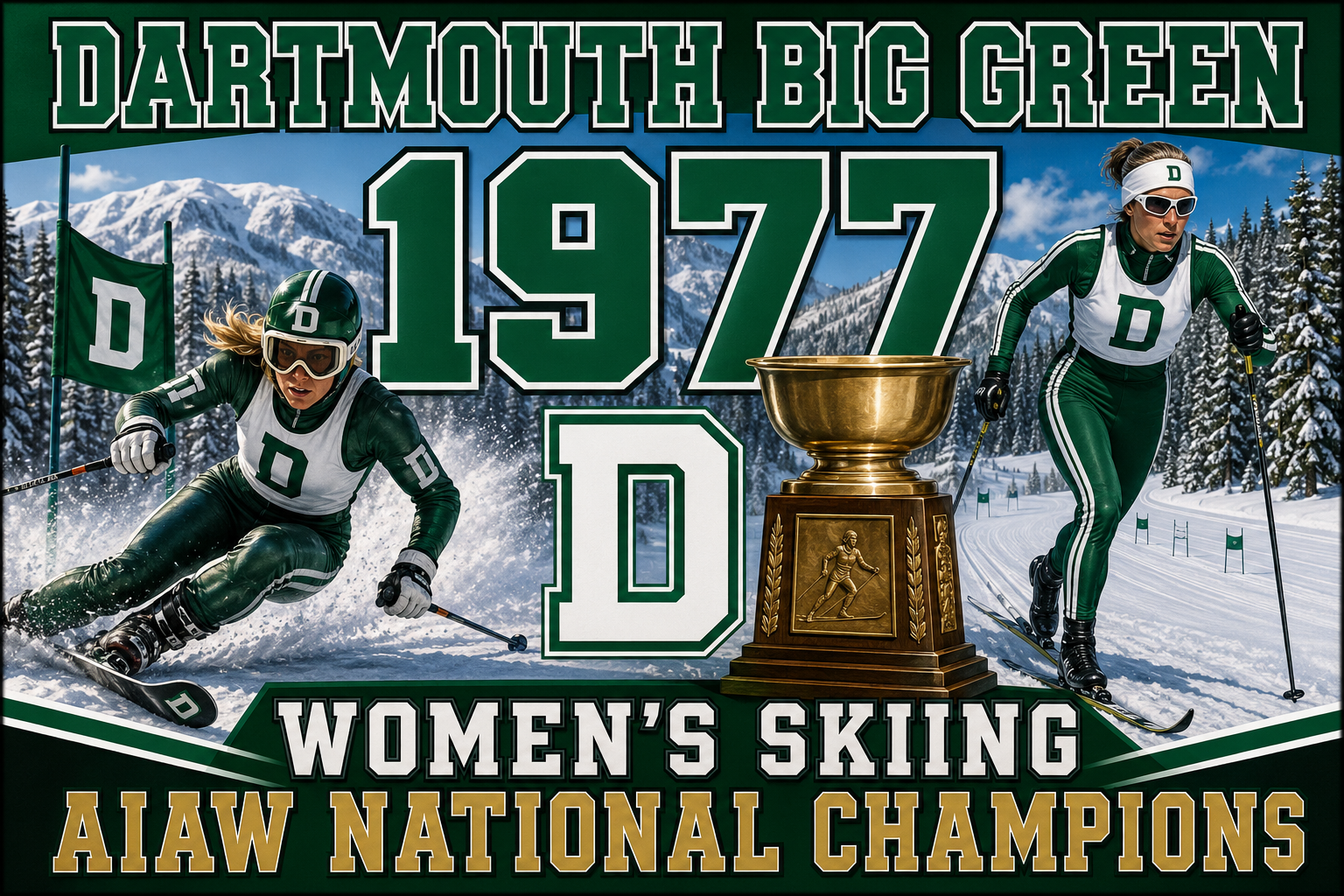 1977 Women’s Skiing National Champions Winter Sports Wall Art