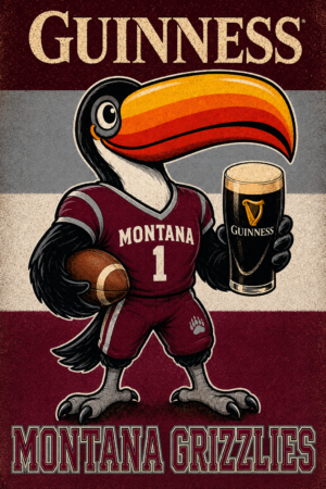 Guinness Montana Grizzlies Toucan Basketball Wall Art