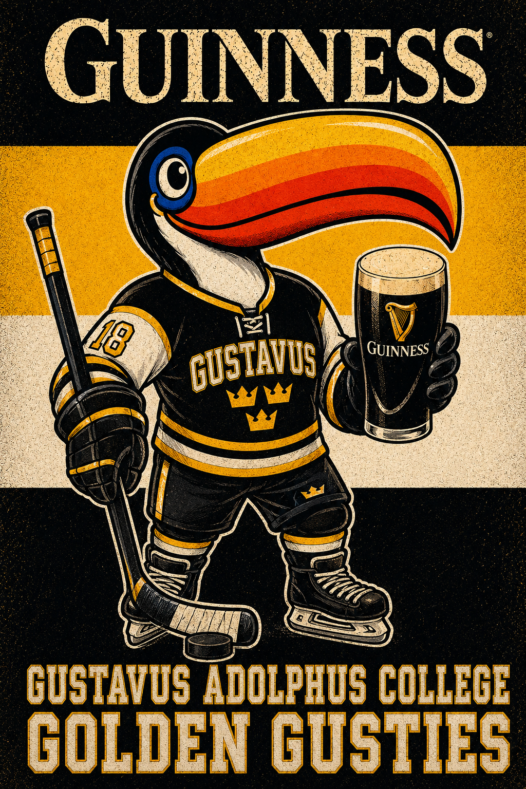 Gustavus Adolphus College Golden Gusties Hockey Pelican Wall Art
