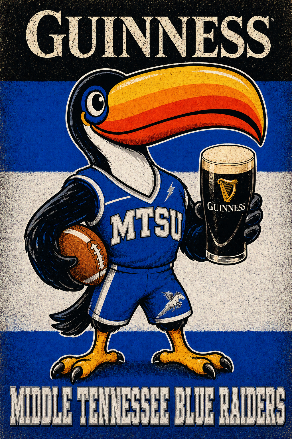 MTSU Blue Raiders Toucan Guinness Football Graphic