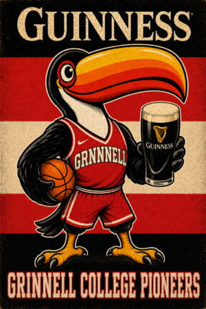 Guinness Grinnell College Pioneers Basketball Toucan Poster